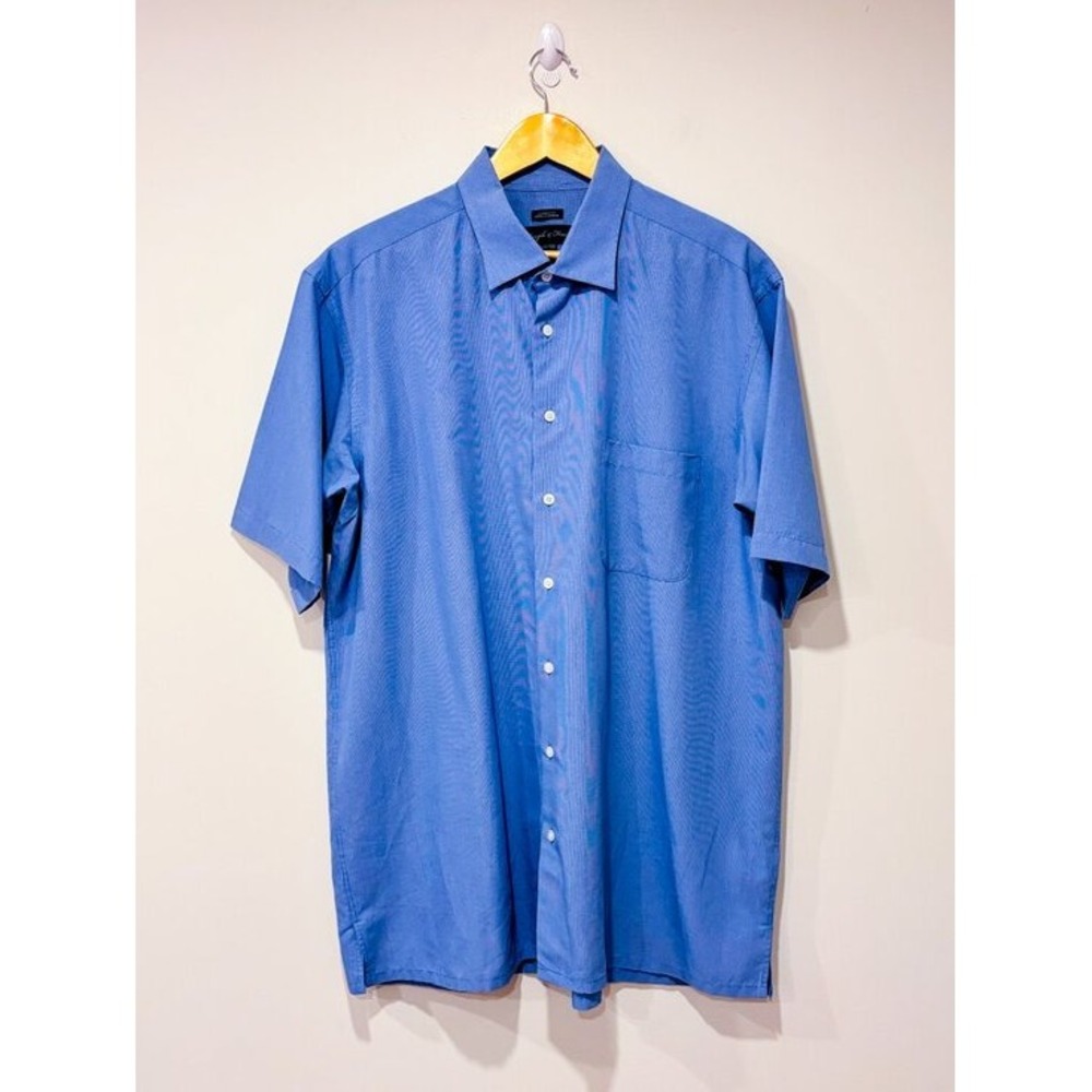 JOSEPH‎ & FEISS Blue Micro Check Short Sleeve Modal Blend Shirt X-Large